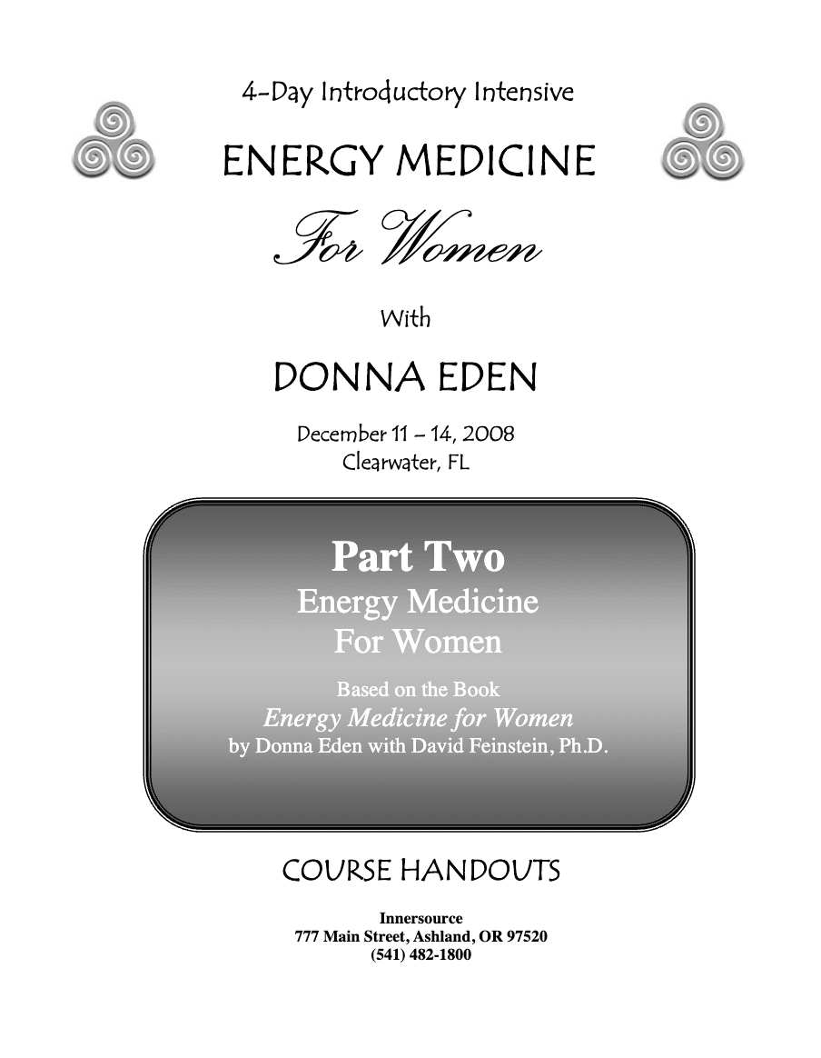 Energy Medicine for Women 4-Day Introductory Intensive Course – Eden Method