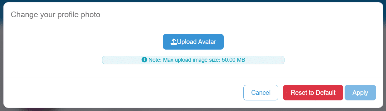 Directory Change Profile Picture pop up screen