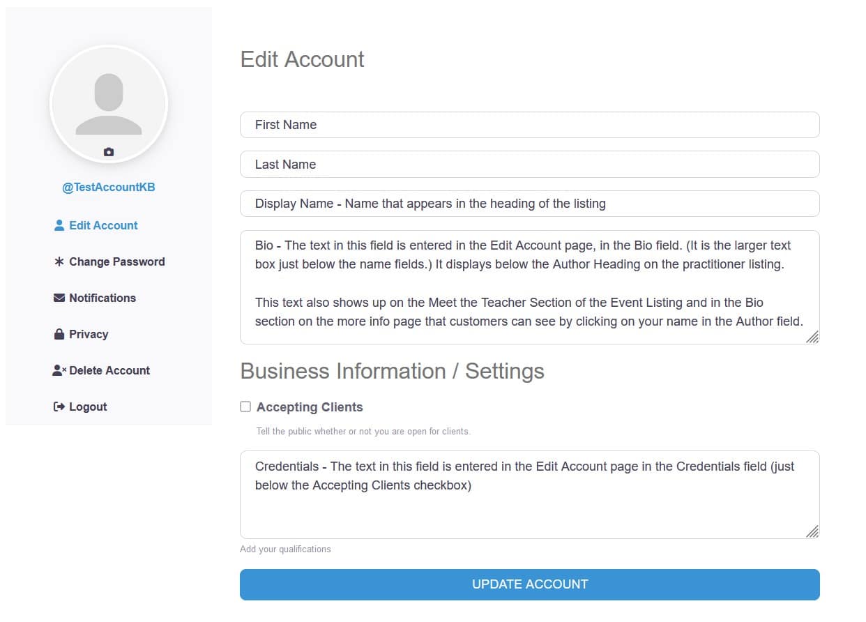 Directory Account Page v2a