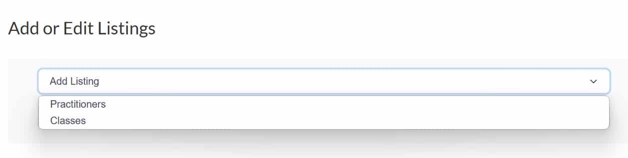 Directory Add Listing dropdown