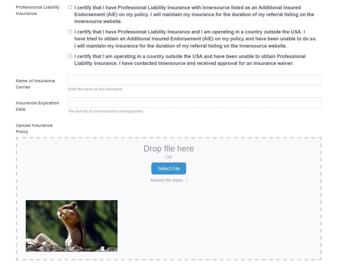 Practitioner Listing Form p11 insurance